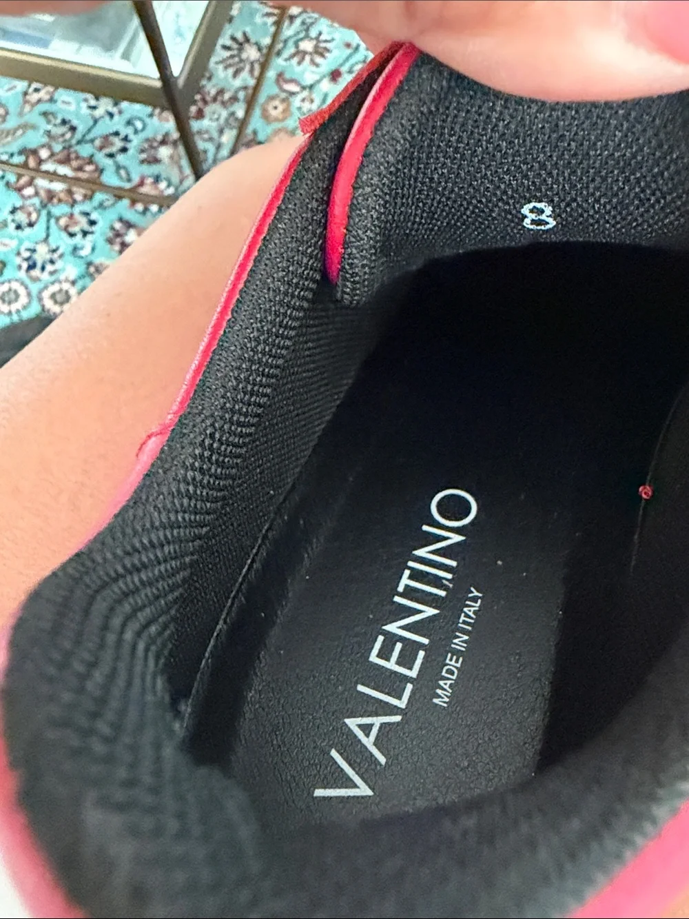 Valentino Bright Red Leather Lace-Up Sneakers